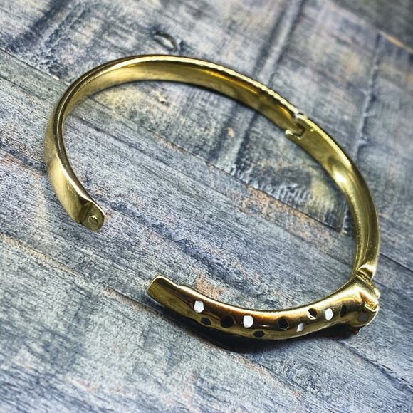 NEW Spotted Leopard Gold Bangle Bracelet - Picture 12 of 15